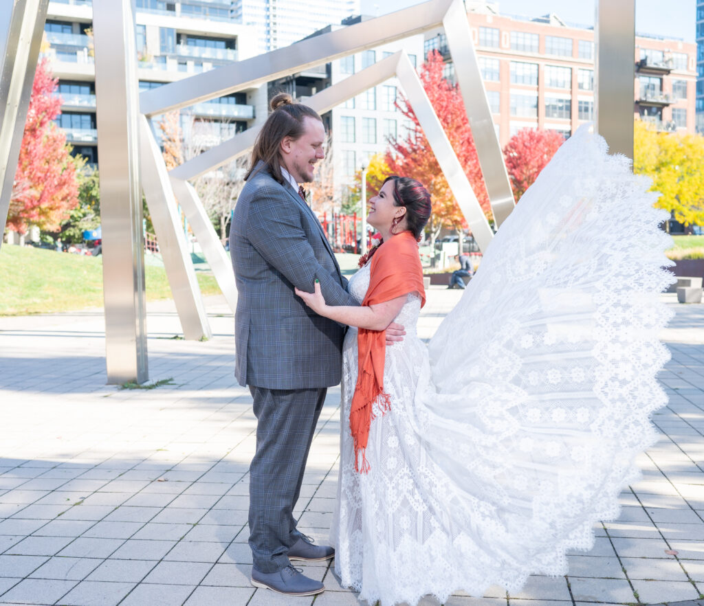 Bride and Groom at Mary Bartlett Park Chicago Il