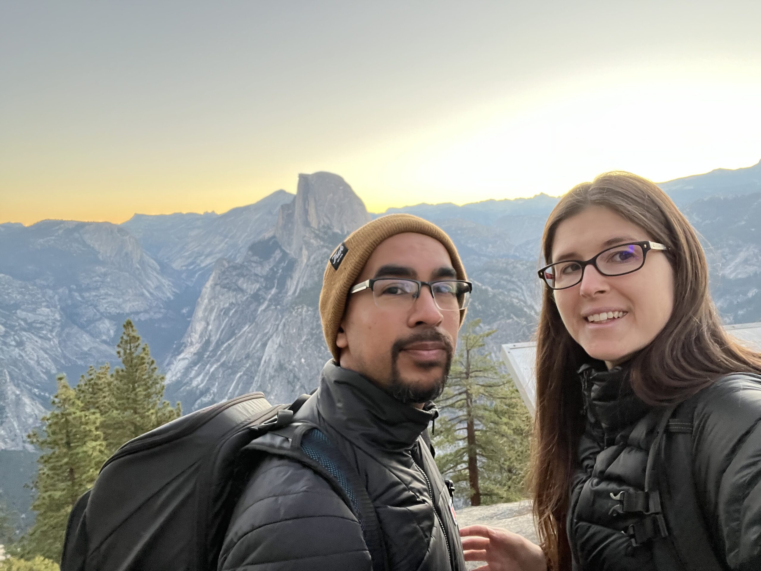 Danielle & Lucio of The Prestige's Photo Co. at Half Dome in Yosemite National Park at sunrise